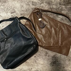 2 Large slouchy hobo tote bags Black and Brown